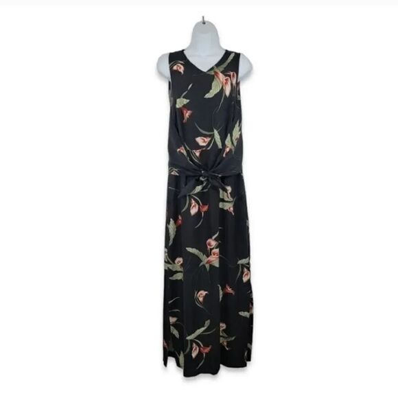 Vintage Tommy Bahama 100% Silk Floral Wrap Tie Front Maxi Dress Size Small - Picture 3 of 11